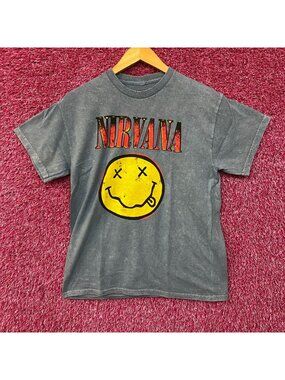 Nirvana Nevermind Album Dead Smiley Grunge T-Shirt Medium